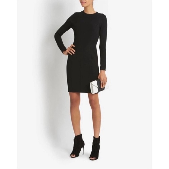 Rag & Bone Black Long Sleeve Maria Collar‎ Dress Bodycon Style Midi Long Dress 2 - Picture 2 of 12